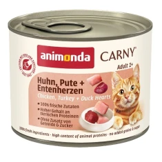 Вологий корм для котів Animonda Carny Adult з куркою, індичкою, качиними серцями 200 г (4017721837385)