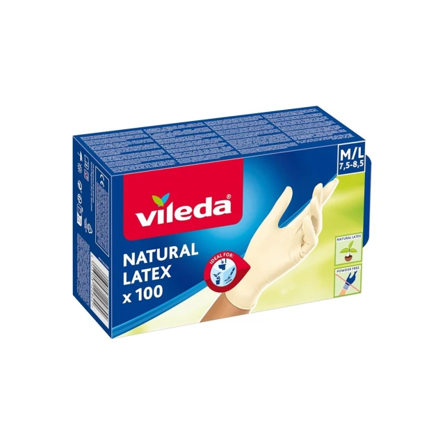 Рукавиці латексні Vileda Natural Latex M/L 100 шт (4023103124851)