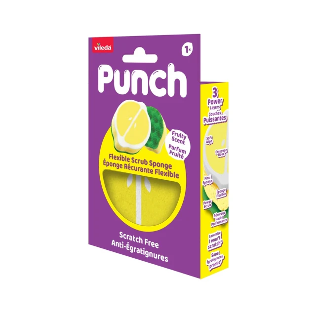 Губка для миття посуду Vileda Punch Elastyczny Лимон 1 шт (4023103264854)