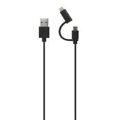 Кабель Xqisit Combo USB A-microUSB/Lightning 1.8m Black (21250)