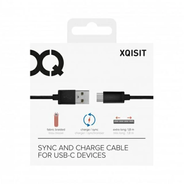 Кабель USB-C Xqisit Cotton 3.0 Black 1.8m (27749)