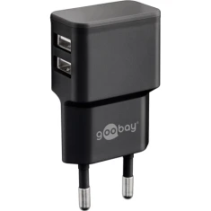 Мережевий зарядний пристрій Goobay Dual USB 12 Вт Black (4040849449512)