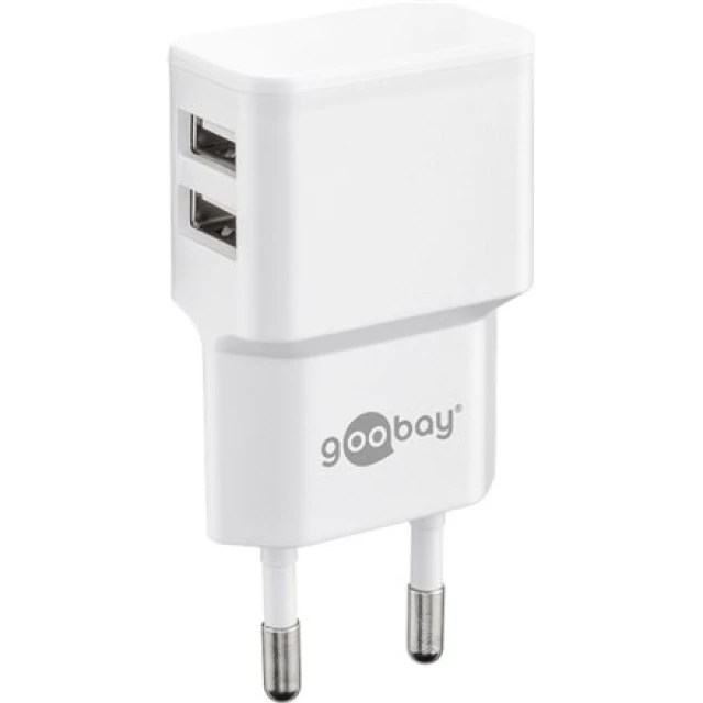 Мережевий зарядний пристрій Goobay Dual USB 12 Вт 2.4 А White (4040849449529)