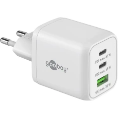 Мережевий зарядний пристрій Goobay 64754 65W USB-C PD GaN White (4040849647543)