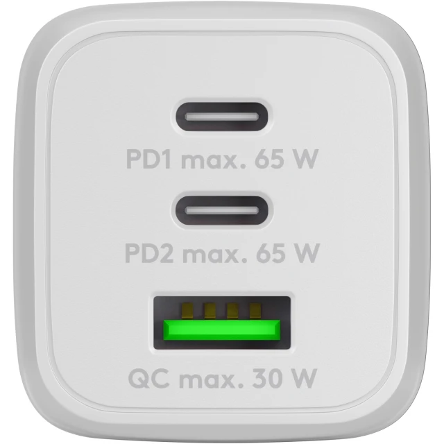 Мережевий зарядний пристрій Goobay 64754 65W USB-C PD GaN White (4040849647543)