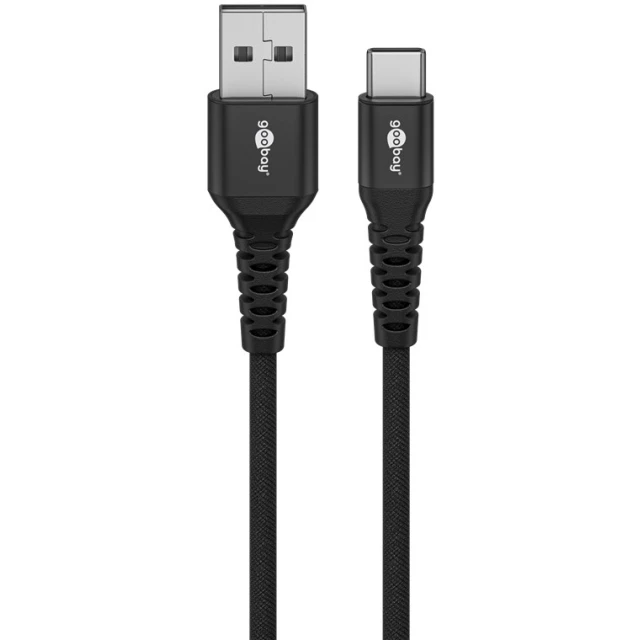 Кабель Goobay USB-C — USB-A Supersoft текстильний з металевими коннекторами 2 м Black (4040849745270)
