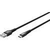 Кабель Goobay USB-C — USB-A Supersoft текстильний з металевими коннекторами 2 м Black (4040849745270)