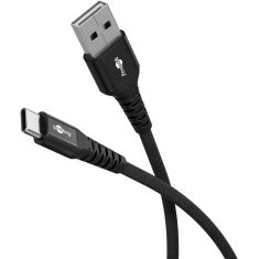 Кабель Goobay USB-C — USB-A Supersoft текстильний з металевими коннекторами 2 м Black (4040849745270)