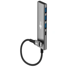 USB-хаб Goobay Slim 4-портовий USB-C на USB-C/USB-A 5 Gbit/s Grey (4040849765629)