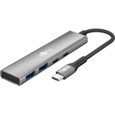 USB-хаб Goobay Slim 4-портовий USB-C на USB-C/USB-A 5 Gbit/s Grey (4040849765636)