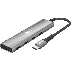 USB-хаб Goobay Slim 4-портовий USB-C на USB-C 5 Gbit/s Grey (4040849765643)