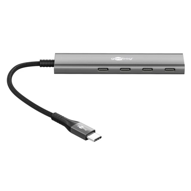 USB-хаб Goobay Slim 4-портовый USB-C на USB-C 5 Gbit/s Grey (4040849765643)