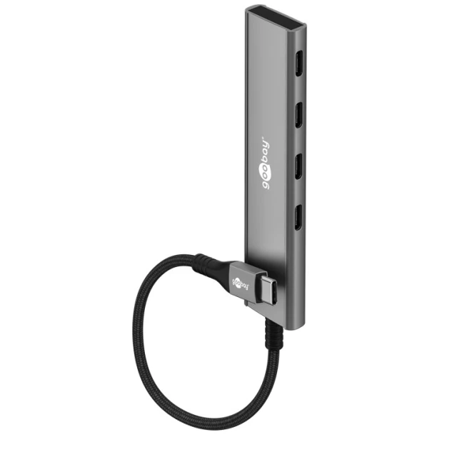 USB-хаб Goobay Slim 4-портовый USB-C на USB-C 5 Gbit/s Grey (4040849765643)