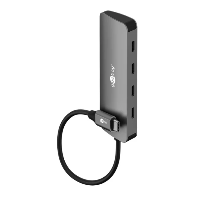 USB-хаб Goobay Slim 4-портовий USB-C на USB-C 10 Gbit/s Grey (4040849765650)