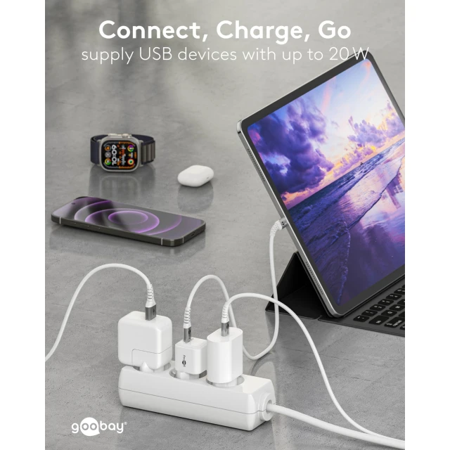 Мережевий зарядний пристрій Goobay 20 Вт USB-C PD GaN Nano (4040849791512)