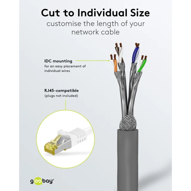 Мережевий кабель Goobay CAT 6A S/FTP 50 м Grey (4040849960932)