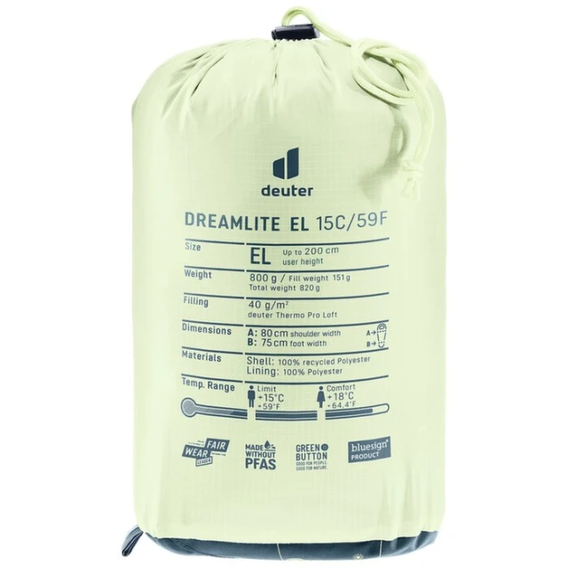 Спальный мешок синтетический Deuter Dreamlite 15C/59F Nautic/Breeze (4046051184753)