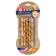 Жувальні ласощі для собак 8in1 Triple Flavour Twisted Sticks 10 шт (4048422144601)