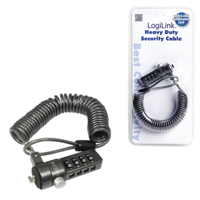 Замок для ноутбука LogiLink NBS004 спіральний Black (4052792000566)
