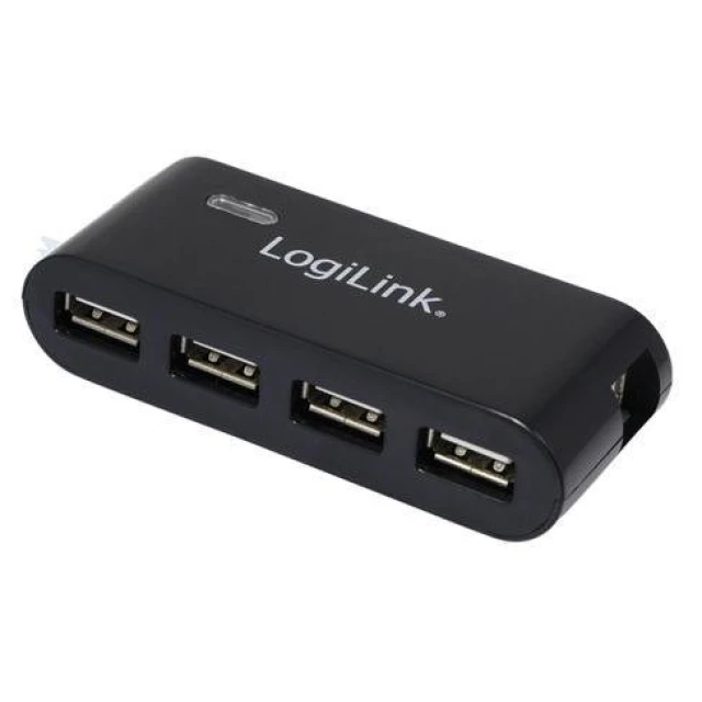 USB-хаб LogiLink USB 2.0 4 порти з блоком живлення Black (4052792004410)