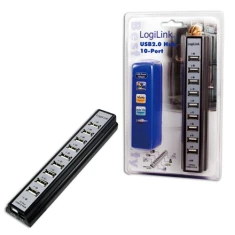USB-хаб LogiLink USB 2.0 10 портів з блоком живлення (4052792004779)