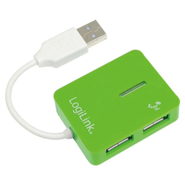 USB-хаб LogiLink 4 порти USB 2.0 Smile Green (4052792007831)