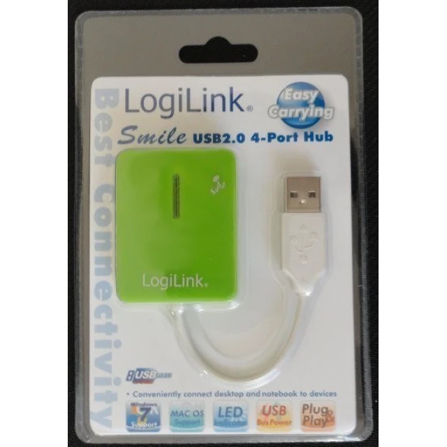 USB-хаб LogiLink 4 порти USB 2.0 Smile Green (4052792007831)
