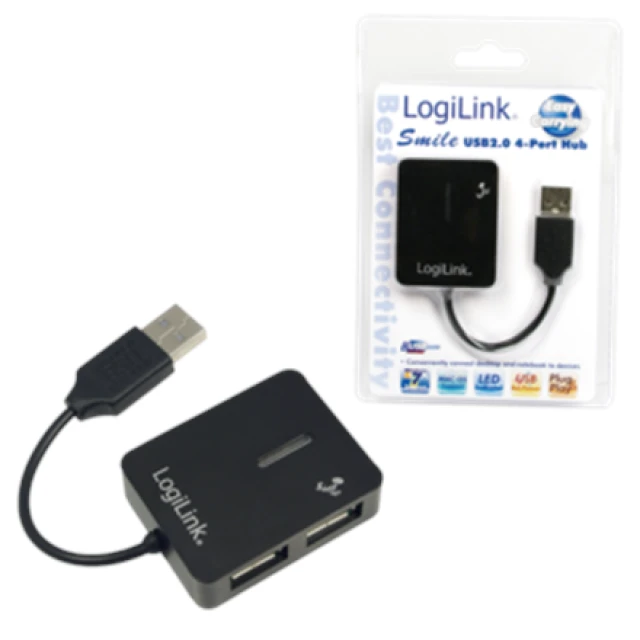 USB-хаб LogiLink USB 2.0 4 порти Black (4052792007848)