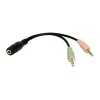 Адаптер аудіо LogiLink 2x 3,5 мм на 3,5 мм jack 4-pin 0,15 м Black (4052792028805)