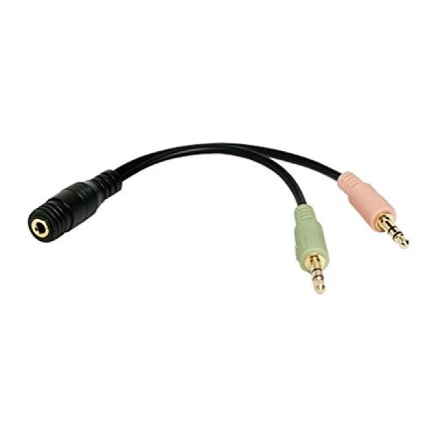 Адаптер аудіо LogiLink 2x 3,5 мм на 3,5 мм jack 4-pin 0,15 м Black (4052792028805)