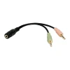 Адаптер аудіо LogiLink 2x 3,5 мм на 3,5 мм jack 4-pin 0,15 м Black (4052792028805)