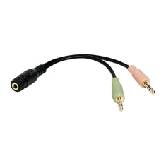 Адаптер аудіо LogiLink 2x 3,5 мм на 3,5 мм jack 4-pin 0,15 м Black (4052792028805)