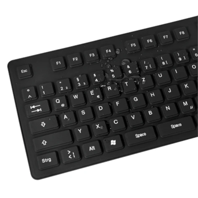 Клавіатура LogiLink ID0019A гнучка водонепроникна USB + PS/2 німецька розкладка Black (4052792038965)