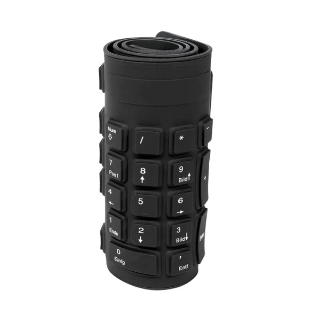 Клавіатура LogiLink ID0019A гнучка водонепроникна USB + PS/2 німецька розкладка Black (4052792038965)