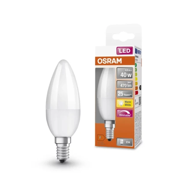 Лампа Osram Parathom Classic LED E14 4,9 Вт 827 Warm White диммована (4058075430914)