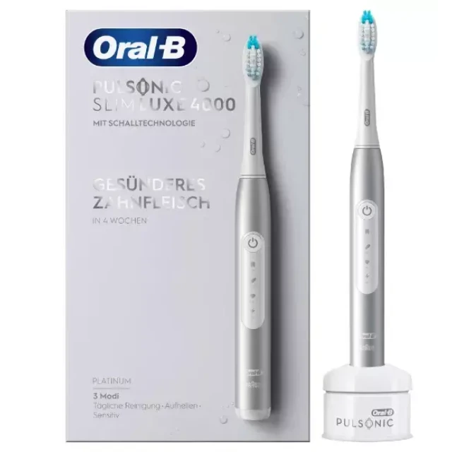Електрична зубна щітка Oral-B Pulsonic Slim Luxe 4000 Sonic 3 режими Platinum (4210201305644)