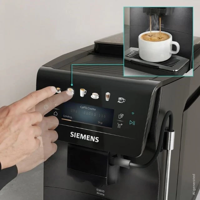 Кавомашина автоматична Siemens EQ600 iAroma TP603E08 15 bar Piano Black (4242003980200)