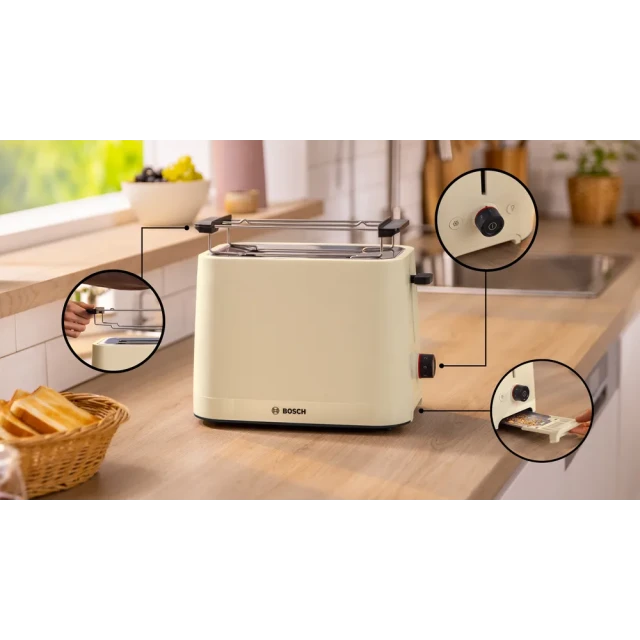 Тостер Bosch TAT3M127 MyMoment 2 слота Beige (4242005403073)
