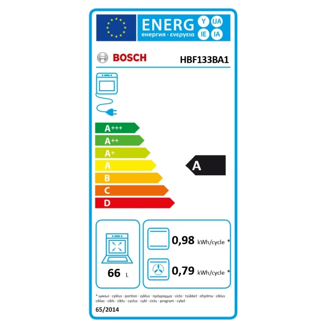 Духова шафа Bosch HBF133BA1 66 л електрична EcoClean Black (4242005528936)