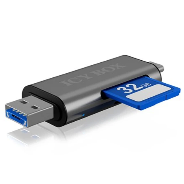 Зовнішній картрідер Raidsonic Icy Box IB-CR200-C SD/microSD USB 2.0 Type-C та Type-A OTG Anthracite (4250078164029)