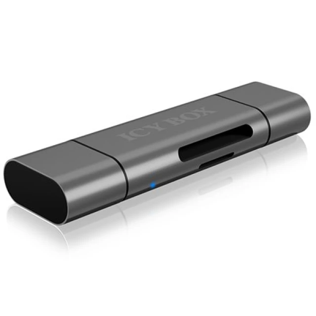 Зовнішній картрідер Raidsonic Icy Box IB-CR200-C SD/microSD USB 2.0 Type-C та Type-A OTG Anthracite (4250078164029)