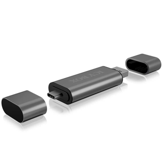 Зовнішній картрідер Raidsonic Icy Box IB-CR200-C SD/microSD USB 2.0 Type-C та Type-A OTG Anthracite (4250078164029)