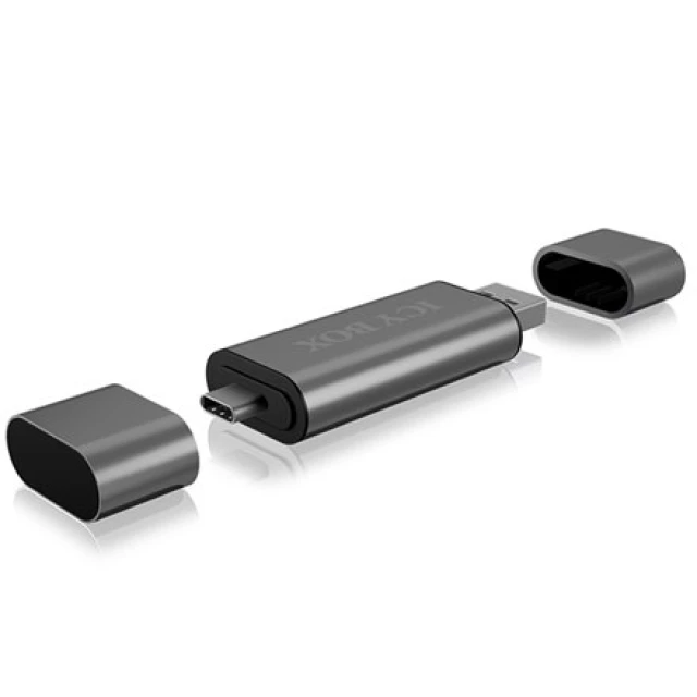 Зовнішній картрідер Raidsonic Icy Box IB-CR200-C SD/microSD USB 2.0 Type-C та Type-A OTG Anthracite (4250078164029)