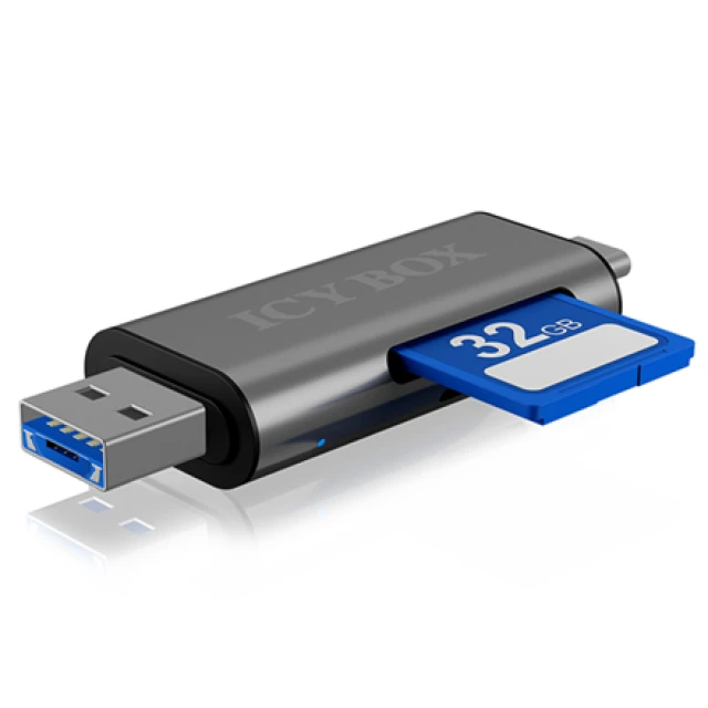 Зовнішній картрідер Raidsonic Icy Box IB-CR200-C SD/microSD USB 2.0 Type-C та Type-A OTG Anthracite (4250078164029)