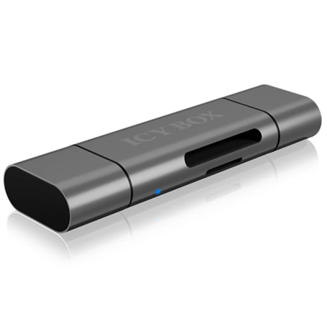 Зовнішній картрідер Raidsonic Icy Box IB-CR200-C SD/microSD USB 2.0 Type-C та Type-A OTG Anthracite (4250078164029)