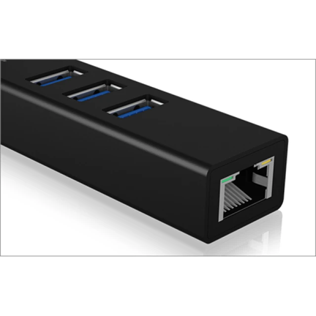 USB-хаб Raidsonic Icy Box IB-HUB1419-LAN 4 порти USB 3.0 Type-A Type-C Gigabit LAN (4250078171805)