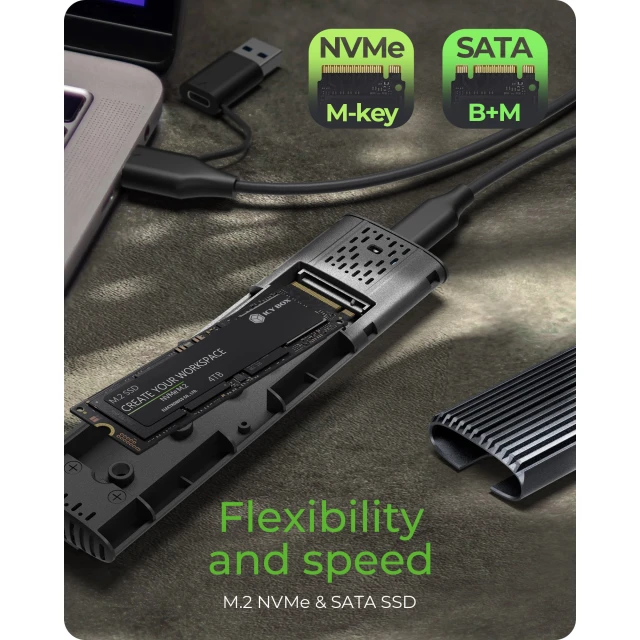 Зовнішній корпус Raidsonic для SSD ICY BOX IB-1808MCT-CU31 M.2 NVMe/SATA USB Type-C (4250078174608)