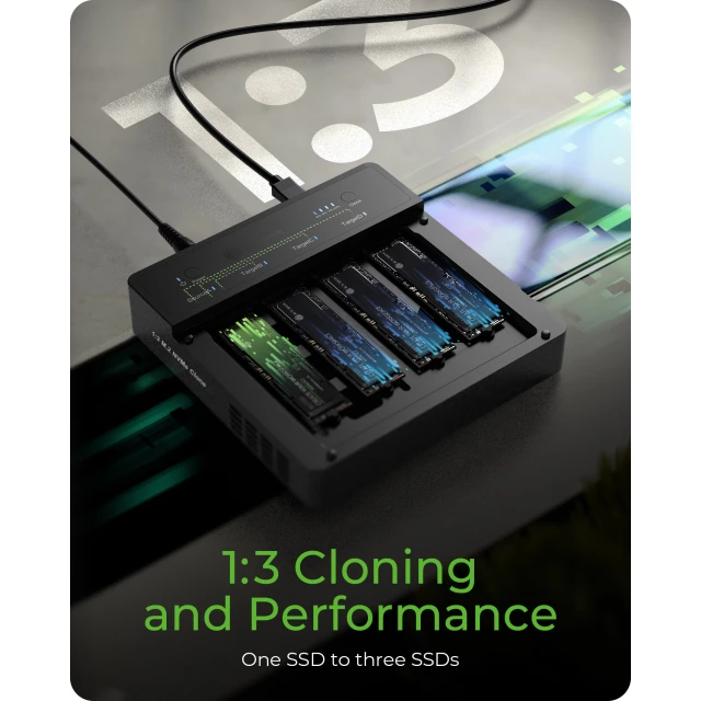 Дуплікатор Raidsonic IB-4013MCL-C4 для M.2 NVMe SSD 4 слоти 1:3 USB4 (4250078174868)
