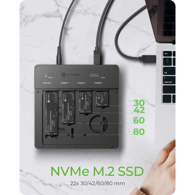 Дуплікатор Raidsonic IB-4013MCL-C4 для M.2 NVMe SSD 4 слоти 1:3 USB4 (4250078174868)