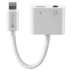 Кабель 4smarts Audio Charging Splitter Lightning - Lightning + 3.5mm AUX White (468673)